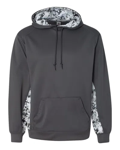 Badger Men's Digital Camo Colorblock Performance Fleece Hooded Sweatshirt