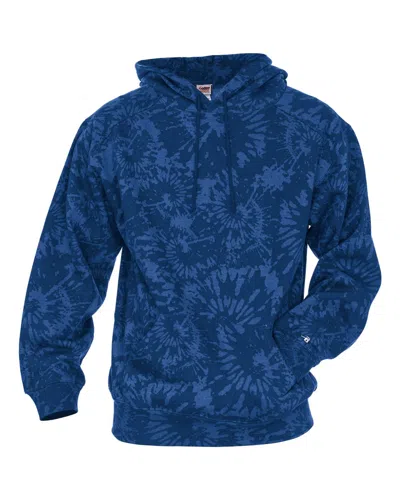 Badger Men's Tie-dyed Triblend Hooded Sweatshirt In Blue