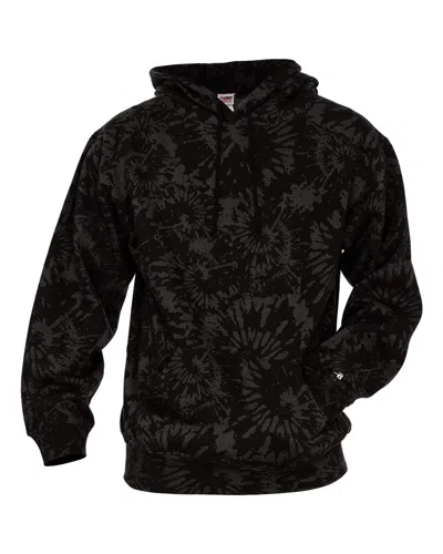 Badger Men's Tie-dyed Triblend Hooded Sweatshirt In Black