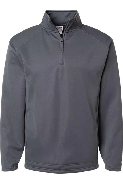 Badger Performance Fleece Quarter-zip Pullover In Gray