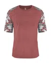 Badger Vintage Camo Sport Triblend T-shirt In Red