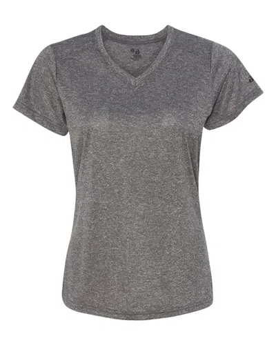 Badger Women's Pro Heather V-neck T-shirt In Grey