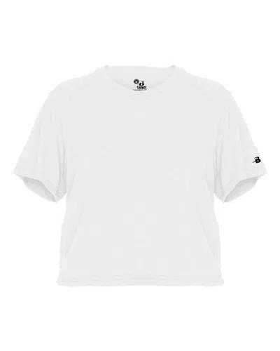 Badger Women's Tri-blend Crop T-shirt In White