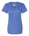 Badger Women's Triblend Performance V-neck Short Sleeve T-shirt In Blue