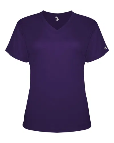 Badger Women's Triblend Performance V-neck Short Sleeve T-shirt In Purple