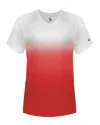 Badger Women's V-neck Ombre T-shirt In Red