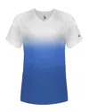 Badger Women's V-neck Ombre T-shirt In White