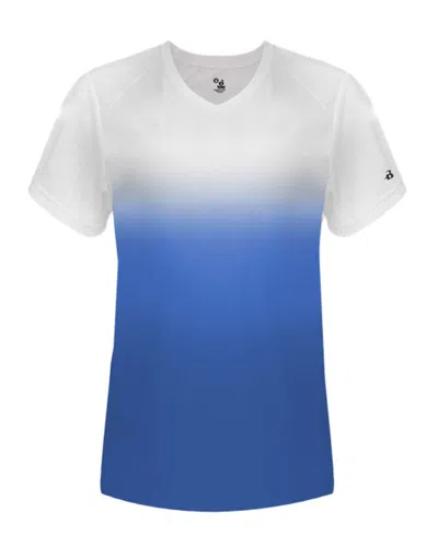 Badger Women's V-neck Ombre T-shirt In White