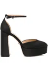 Badgley Mischka Zoelle Velvet Ankle-strap Platform Sandals In Black