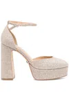 Badgley Mischka Collection Jayda Ankle Strap Platform Pump In Gold