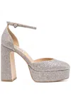 Badgley Mischka Collection Jayda Ankle Strap Platform Pump In Silver