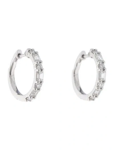 Pre-owned Badgley Mischka 14k 1.42ctw Lab-grown Diamond Hoop Earrings In Multi