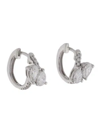 Pre-owned Badgley Mischka 14k 1.51ctw Lab-grown Diamond Hoop Earrings In Multi