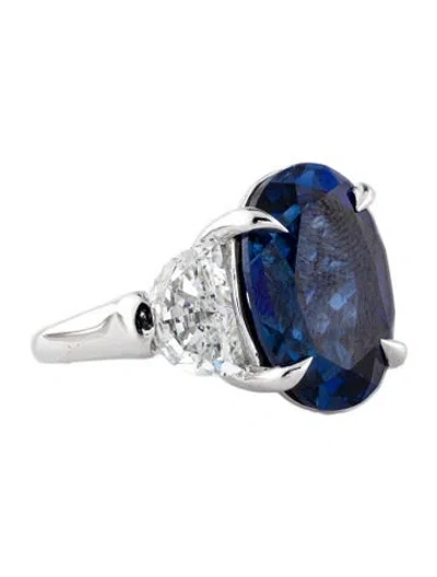 Pre-owned Badgley Mischka 14k 16.02ct Synthetic Sapphire & Lab-grown Diamond Cocktail Ring In Multi