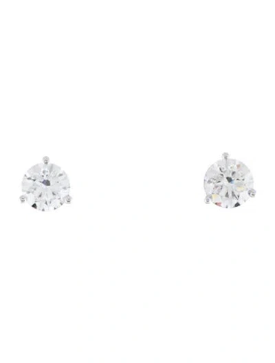 Pre-owned Badgley Mischka 14k 3.11ctw Lab-grown Diamond Solitaire Stud Earrings In Multi