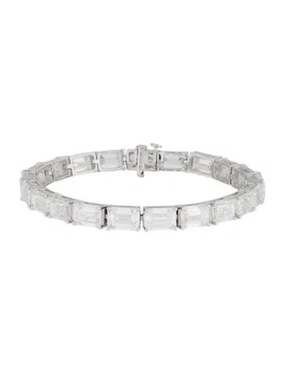 Pre-owned Badgley Mischka 14k 32.00ctw Lab-grown Diamond Tennis Bracelet, 6.75" In Multi