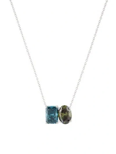 Pre-owned Badgley Mischka 14k 4.59ctw Lab-grown Diamond Pendant Necklace, 18" In Multi