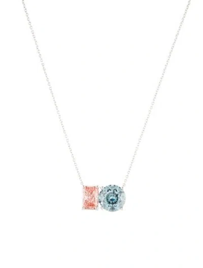Pre-owned Badgley Mischka 14k 6.48ctw Lab-grown Diamond Pendant Necklace, 18.25" In Multi