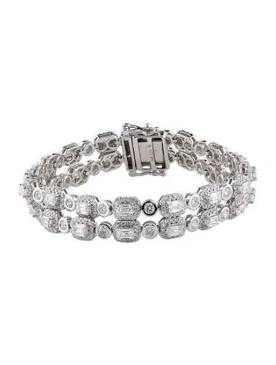 Pre-owned Badgley Mischka 14k 9.54ctw Lab-grown Diamond Two-row Link Bracelet, 6.75" In Multi