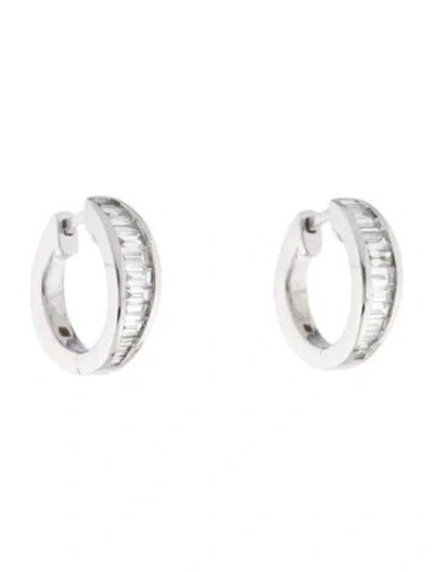 Pre-owned Badgley Mischka 14k Diamond Lab-grown Diamond Huggie Hoop Earrings In Multi