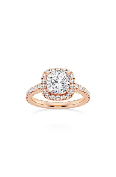 Badgley Mischka 14k Gold Cushion Cut Lab Created Diamond Halo Ring In Pink