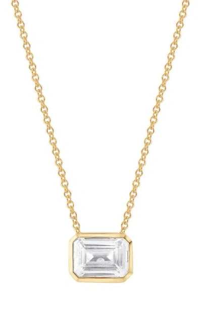 Badgley Mischka 14k Gold Emerald Cut Lab-created Diamond Pendant Necklace