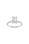 Badgley Mischka 14k Gold Emerald Cut Lab Created Diamond Ring In White