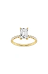 Badgley Mischka 14k Gold Emerald Cut Lab Created Diamond Ring In Yellow