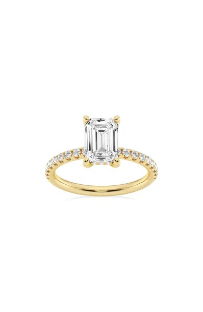 Badgley Mischka 14k Gold Emerald Cut Lab Created Diamond Ring In Yellow