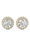 Badgley Mischka 14k Gold Round Cut Lab-created Diamond Halo Stud Earrings In Yellow Gold