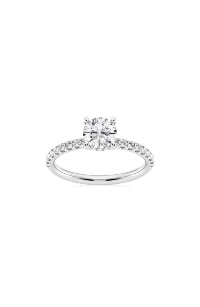 Badgley Mischka 14k Gold Round Cut Lab-created Diamond Pavé Engagement Ring In White Gold