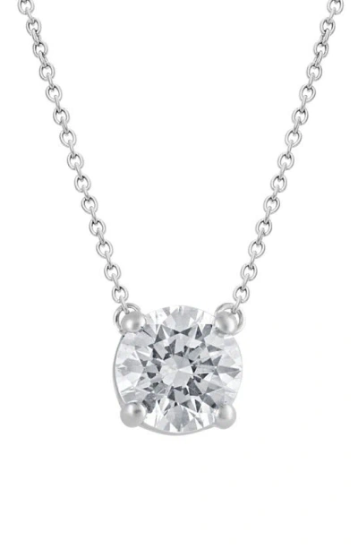Badgley Mischka 14k Gold Round Cut Lab-created Diamond Pendant Necklace In White