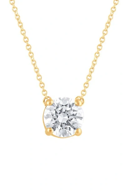Badgley Mischka 14k Gold Round Cut Lab-created Diamond Pendant Necklace In Yellow