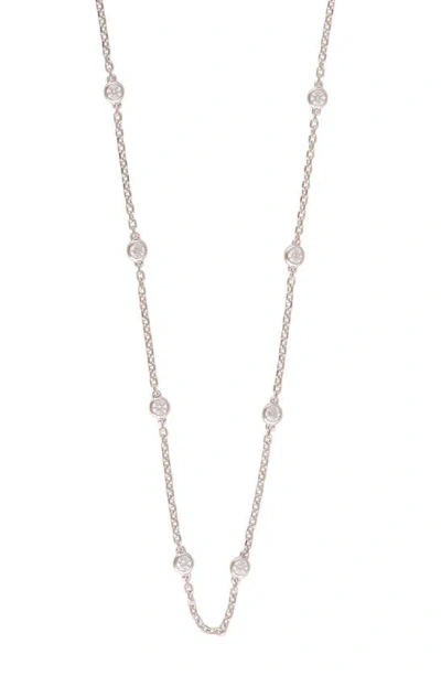 Badgley Mischka 14k Gold Round Cut Lab-created Diamond Station Chain Necklace In White