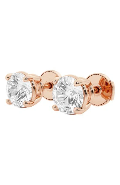 Badgley Mischka 14k Gold Round Cut Near Colorless Lab-created Diamond Stud Earrings In Pink
