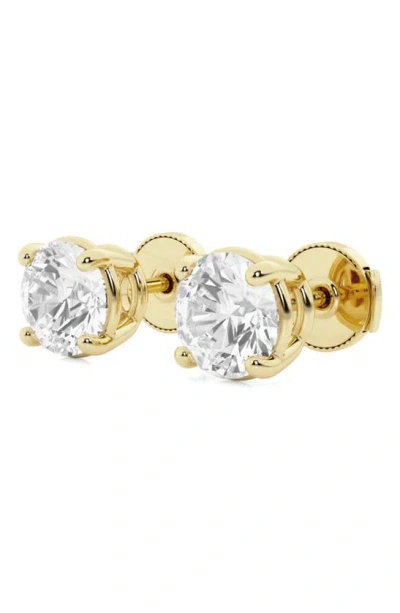 Badgley Mischka 14k Gold Round Cut Near Colorless Lab-created Diamond Stud Earrings In Yellow