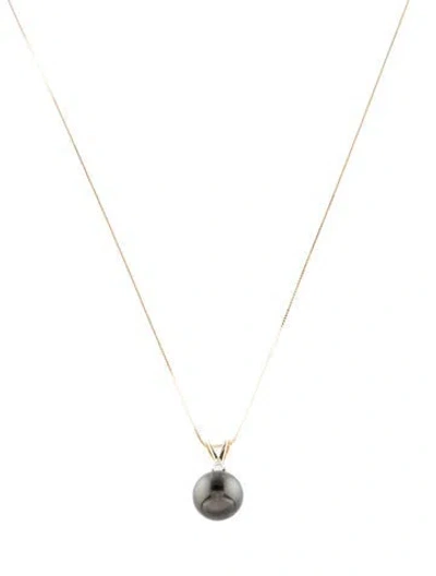 Pre-owned Badgley Mischka 14k Pearl & Lab-grown Diamond Pendant Necklace, 9.5" In Multi