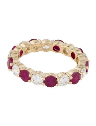 Pre-owned Badgley Mischka 14k Ruby & Lab-grown Diamond Eternity Band In Multi