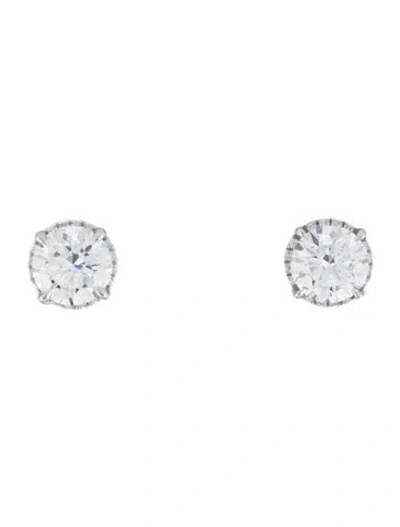 Pre-owned Badgley Mischka 18k 4.01ctw Lab-grown Diamond Halo Stud Earrings In Multi