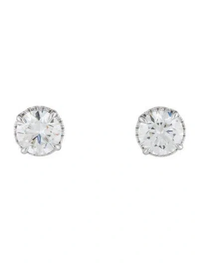Pre-owned Badgley Mischka 18k 4.09ctw Lab-grown Diamond Halo Stud Earrings In Multi