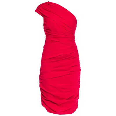 Pre-owned Badgley Mischka 2000s  Raspberry Pink Silk & Lycra Chiffon Draped 80s Style One