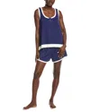 Badgley Mischka 2pc Yummy Henley Shirt & Short Set In Blue