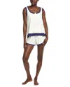 Badgley Mischka 2pc Yummy Henley Shirt & Short Set In White