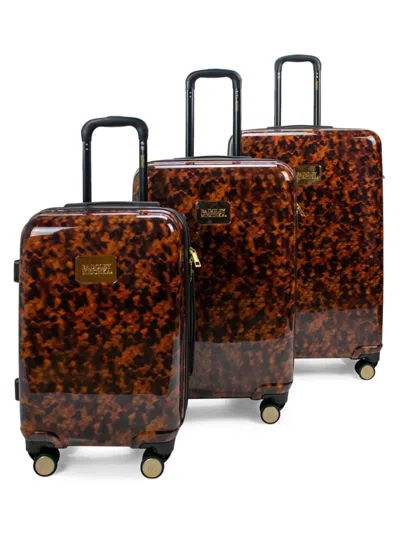 Badgley Mischka Kids' 3-piece Printed Hardside Luggage Set In Metallic