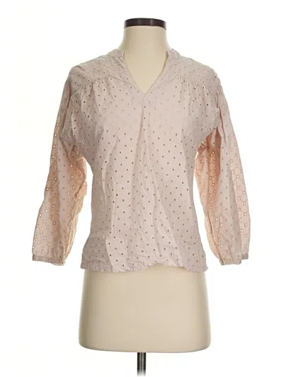 Pre-owned Badgley Mischka 3/4 Sleeve Blouse In Tan