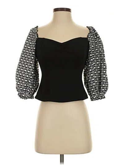 Pre-owned Badgley Mischka 3/4 Sleeve Top Black Sweetheart Neckline Tops