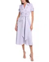 Badgley Mischka 3d Floral Midi Dress In Gray