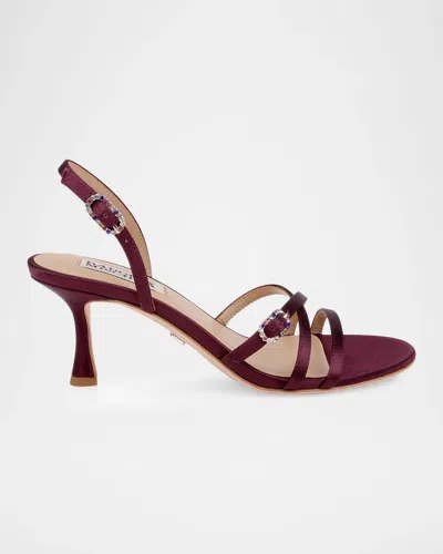 Badgley Mischka 65mm Yukon Embellished Satin Slingback Sandals In Animal Print