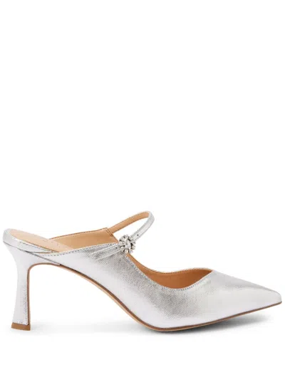 Badgley Mischka 75mm Kaylin Pointed-toe Mules In Silver