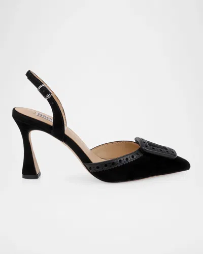Badgley Mischka 85mm Yanira Suede Buckle Slingback Pumps In Animal Print